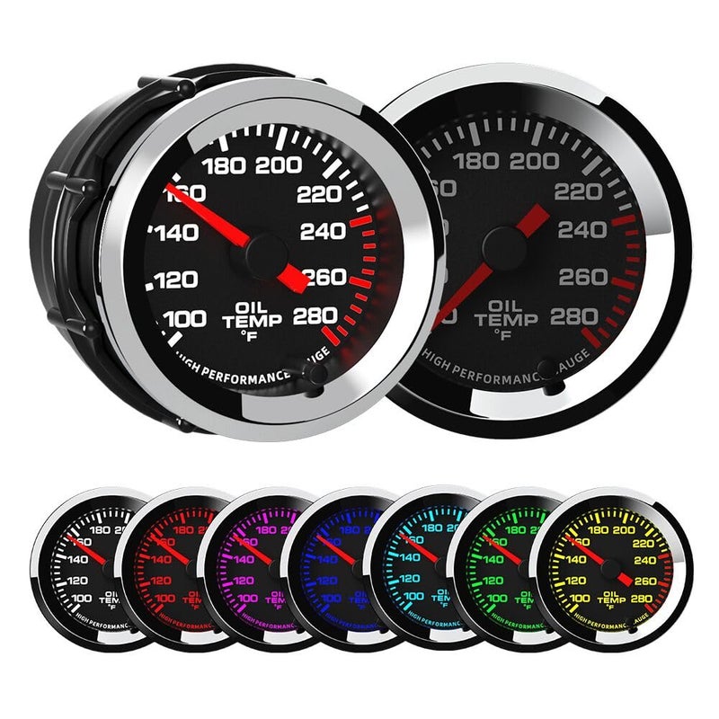 SINCO TECH 2'' 52mm with Oil Temperature Gauge 100-280℉ Sensor Kit Car Meter (Oil Temp F) - Image 1